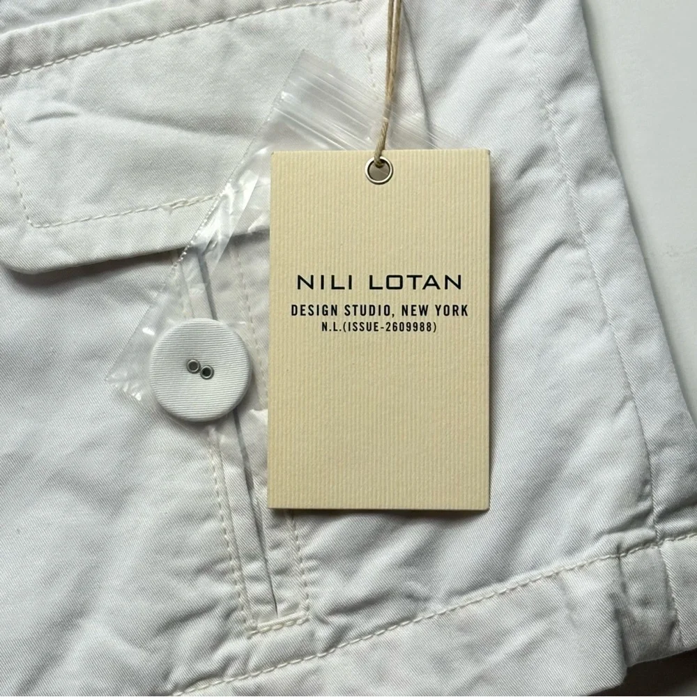 NILI LOTAN Cropped Cotton Ira Jacket Size 2 PFD Condensed 3/4 Sleeve Eggshell - Picture 12 of 13